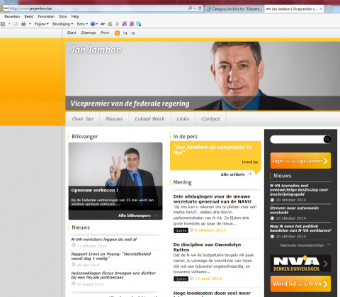 Hoofdpagina van Jan Jambon op 21/10/2014